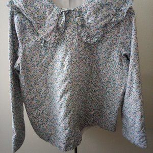 H&M light weight spring ruffled collar floral jacket